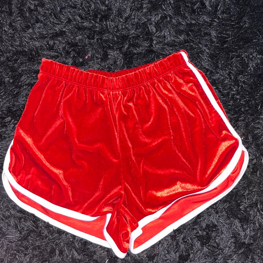 Red velvet shorts